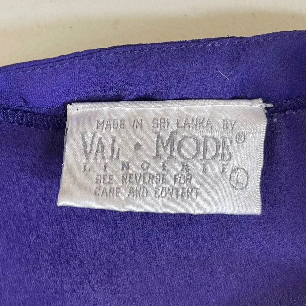 Vintage Val Mode Lingerie Pajama Shorts Set Women L Purple‎ Lace Trim Coquette
